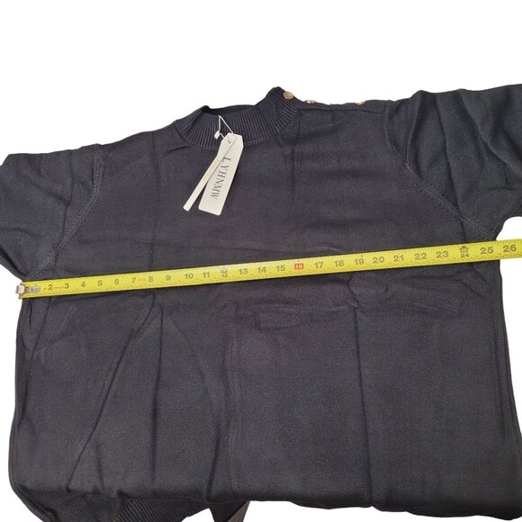 Women Black Mock Neck Sweater Long Sleeves With Shoulder Buttons Size X-Large - Picture 11 of 12